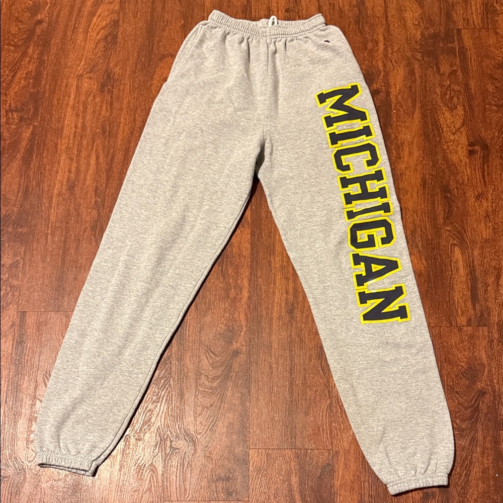 Gray Michigan Sweatpants with Yellow Lettering